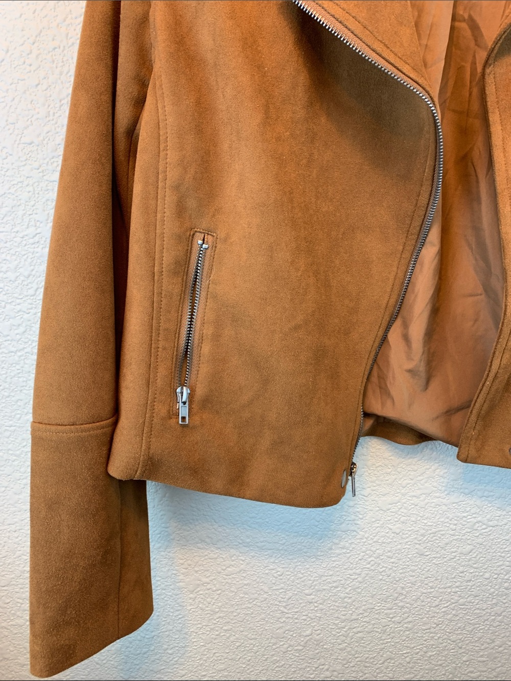 BB Dakota Steve Madden faux suede tan jacket sz L cropped fall western boho * - Picture 3 of 7